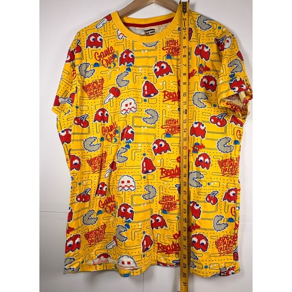 Pac-Man Pattern Men's T-Shirt‎ Yellow Red Video Game Arcade Cartoon Sz 2XL - Picture 6 of 7